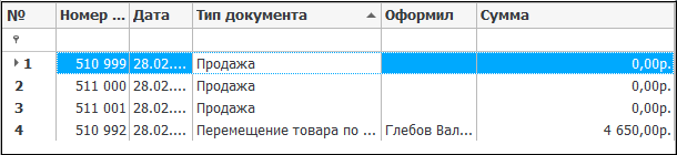непроведенные документы